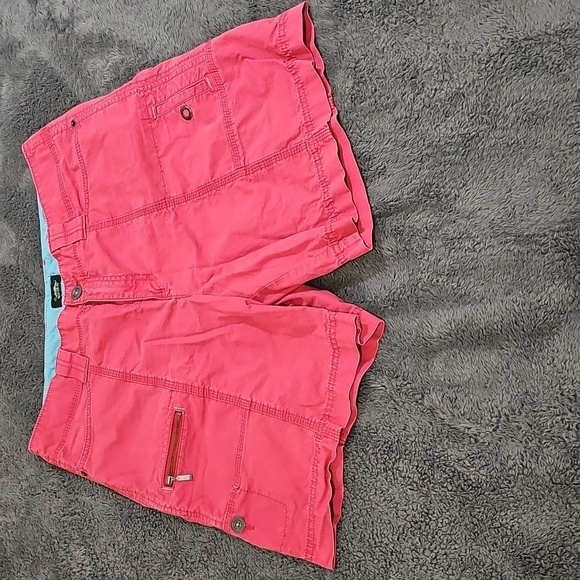 Eddie Bauer Cotton Ripstop Hiking Shorts Red Pink Plus Size 14 - Picture 1 of 9